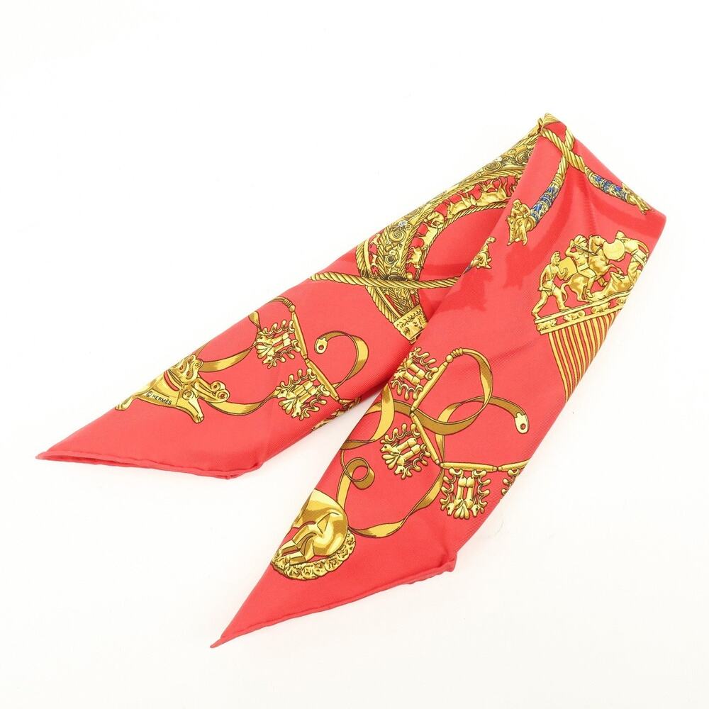 Hermes Carre 40 Les Cavaliers d'Or Silk Scarf Red - Picture 4 of 8